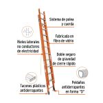 Escalera extensión 24 peldaños fibra de vidrio 7.31 mts certificada Max Escaleras - Imagen 3