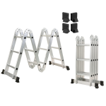 Escalera multipropósito de 12 pasos 4x3 reforzada con plataforma Gris Herkules - Imagen 2