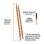 Escalera extensión 24 peldaños fibra de vidrio 7.31 mts certificada Max Escaleras - Imagen 2