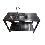 Lavaplatos Grifería Base Doble Poceta 120x50x85 Tramontina