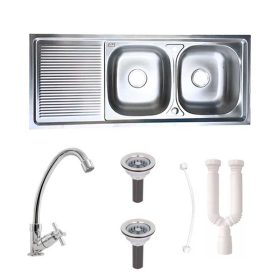 Lavaplatos Fermetal 120x50 doble poceta 4 huecos acero inoxidable