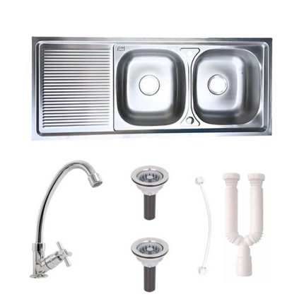 Lavaplatos Fermetal 120x50 doble poceta 4 huecos acero inoxidable