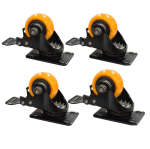 Rodachines 40MM 4 unidades con freno de 1 1/2" Plano Naranja Giratorio