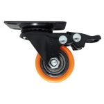 Rodachina  con freno de 1 1/2" Plano Naranja 40 mm Giratorio - Imagen 2