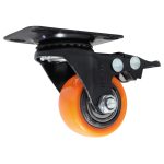 Rodachina  con freno de 1 1/2" Plano Naranja 40 mm Giratorio