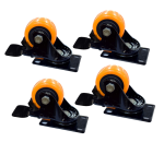 Rodachinas 2 1/2" plano naranja pesa giratorio 65mm con freno por 4 unidades