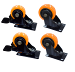 Rodachina 2 1/2" plano naranja pesa giratorio 65mm por 4 unidades 2 con freno 2 sin freno