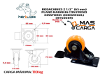 Rodachina 2 1/2" plano naranja pesa giratorio 65mm por 4 unidades 2 con freno 2 sin freno - Imagen 3