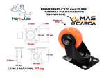 Rodachines 4 unidades sin freno de 2" Plano Naranja Pesa Giratorio 50MM - Imagen 2