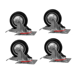 Rodachines 3 Plano Negro Caucho Con freno Rin 75Mm 50Kg por 4 unidades