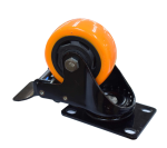 Rodachina naranja con freno 3" plano giratorio 75mm 100kg