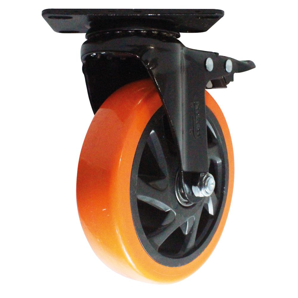 4-2 Rodachin 4" Con Freno Naranja, Giratorio 100 mm 130Kg - Imagen 1