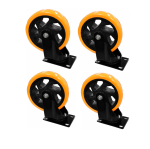 Rodachines de 5" por 4 unidades Plano Naranja Pesa Giratorio 125Mm 150Kg
