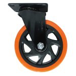 Rodachina de 5"sin freno, Plano Naranja Giratorio 125mm 140Kg - Imagen 2