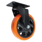 Rodachina de 5"sin freno, Plano Naranja Giratorio 125mm 140Kg