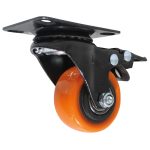 Rodachina de 2" con Freno, Giratorio Plano Naranja 50mm 50 Kg