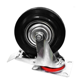 Rodachinas 5" Plano Negro Caucho Con Freno Y Rin 125Mm 150Kg