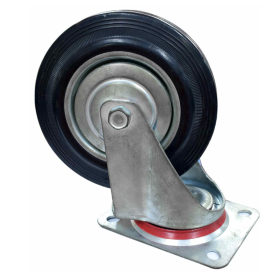 Rodachina 6" Plano Negro Caucho Con Rin 160Mm 150Kg marca Hérkules
