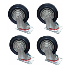 Rodachines 6 Negro Caucho Con Rin Plano 160Mm 150Kg por 4 unidades