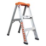 Escalera tijera de 2 peldaños 3 pasos en aluminio tapa plástica Max Escaleras