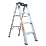 Escalera Tijera de 4 Pasos 3 Peldaños, en Aluminio Tapa Plástica 1.20 Mts