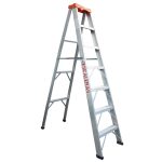 Escalera Tijera 7 Pasos 6 Peldaños en Aluminio con Tapa Plástica Marca Máx Escaleras 2.10 Mts