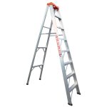 Escalera Tijera 8 pasos 7 peldaños en Aluminio con Tapa Plástica Marca Max Escaleras 2.40 Mts