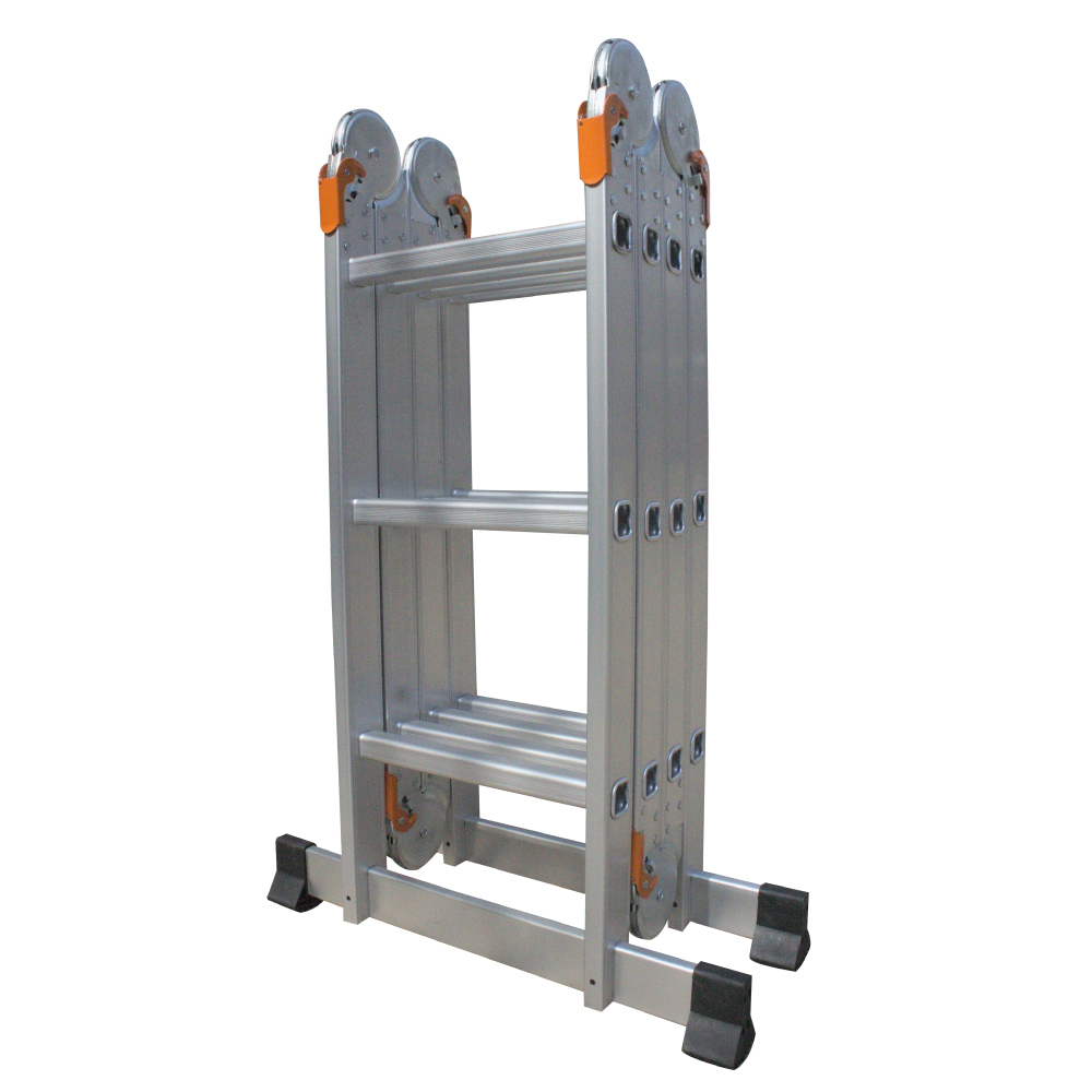 ALU-4X3-2 Escalera multipropósito de 12 pasos 4x3 reforzada Gris Herkules - Imagen 1