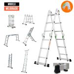 Escalera multipropósito de 12 pasos 4x3 reforzada con plataforma Gris Herkules - Imagen 4