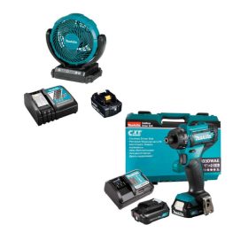 Taladro Makita DF033DWAE + Ventilador Makita DCF101 inalámbricos
