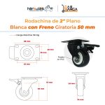 Rodachina 2" polivinil con freno negra marca Hérkules - Imagen 4