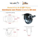Rodachina Carnicera con freno 2.5", giratoria poliamida unidad marca Hérkules - Imagen 4