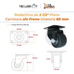 Rodachina Carnicera Sin Freno, Giratoria 2.5" Poliamida Marca Hérkules - Imagen 4