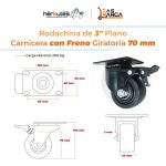 Rodachina Con Freno 3" Carnicera, giratoria poliamida marca Hérkules - Imagen 4