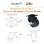Rodachina carnicera Sin Freno 3", giratoria poliamida marca Hérkules - Imagen 4