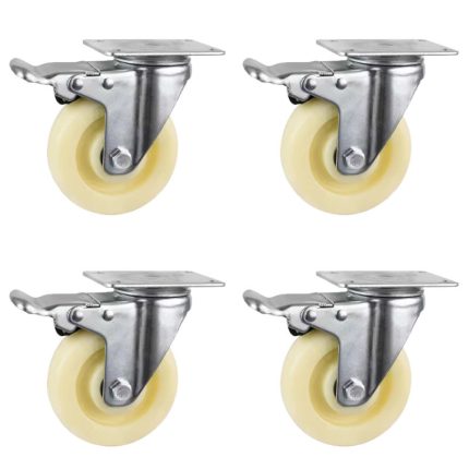 Rodachinas 3" nylon con freno blanca X 4 unidades marca Hérkules