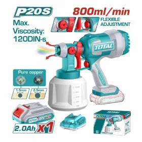 Pistola de aire Inalámbrica 800Ml 20V Incluye Bateria 20V, Cargador, Aguja De Limpieza Y Dos Boquillas Total