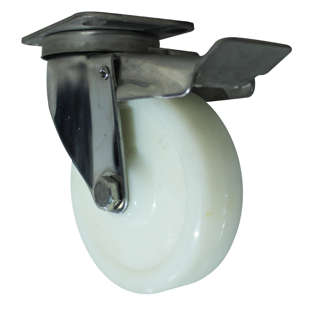 NYLON-CON-4-2 Rodachina 4" Nylon Con Freno, Giratoria Blanca Marca Hérkules - Imagen 1