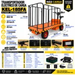 Carro Transportador Eléctrico De Carga Con Valla Tubular 800 W 185×85×40 Cm, 1 Ton 48 V,20 Ah Plataforma Plana, Llantas Macizas Y Freno Hidráulico (Kel-185Fh) - Imagen 2