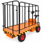 Carro Transportador Eléctrico De Carga Con Valla Tubular 800 W 185×85×40 Cm, 1 Ton 48 V,20 Ah Plataforma Plana, Llantas Macizas Y Freno Hidráulico (Kel-185Fh)