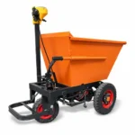Carro Transportador Eléctrico De Carga Con Volquete 1.500 W, Capacidad 1 Ton, 48V 20.Ah Descarga Manual, Llantas Macizas, Naranja – Más Carga (Kel-110Ncarr)
